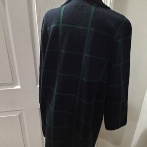 Anne Klein Black and Green Plaid Cardigan